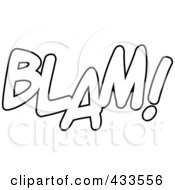 Royalty Free RF Clipart Illustration Of Coloring Page Line Art Of BLAM