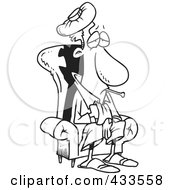 Poster, Art Print Of Coloring Page Line Art Of A Sick Man Sitting In A Chair