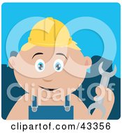Poster, Art Print Of Caucasian Construction Worker Boy Holding A Wrench