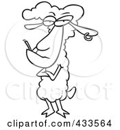 Poster, Art Print Of Coloring Page Line Art Of A Sheep With An Earring And Cigarette