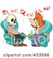 Royalty Free RF Clipart Illustration Of A Chatty Woman Talking A Man To Death by toonaday