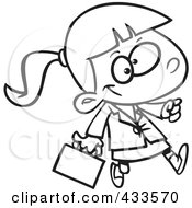 Poster, Art Print Of Coloring Page Line Art Of A Business Girl Carrying A Briefcase