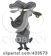 Royalty Free RF Clipart Illustration Of A Black Sheep With An Earring And Cigarette by toonaday