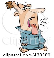 Royalty Free RF Clipart Illustration Of A Sick Man Hanging His Tongue Out by toonaday