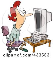 Royalty Free RF Clipart Illustration Of A Woman Staring Blankly At A Computer