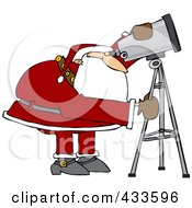 Poster, Art Print Of Santa Looking Through A Telescope