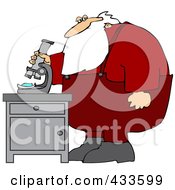 Poster, Art Print Of Santa Standing And Using A Microscope