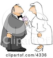 Caucasian Bride And Groom Getting Married Clipart