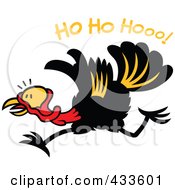 Poster, Art Print Of Christmas Turkey Running Under Ho Ho Hooo Text