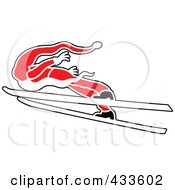 Royalty Free RF Clipart Illustration Of A Red Skiing Santa by Zooco