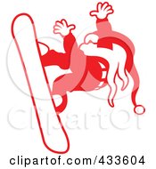 Poster, Art Print Of Red Snowboarding Santa