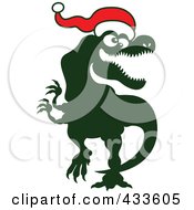 Poster, Art Print Of Christmas Tyrannosaurus Rex Wearing A Santa Hat