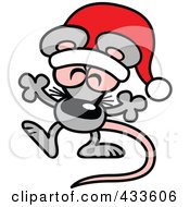 Royalty Free RF Clipart Illustration Of A Happy Christmas Mouse Wearing A Santa Hat by Zooco