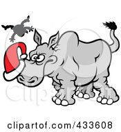 Poster, Art Print Of Christmas Rhino Goring Santa