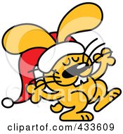 Royalty Free RF Clipart Illustration Of A Happy Christmas Bunny Wearing A Santa Hat by Zooco