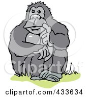 Poster, Art Print Of Gorilla Sitting And Thinking