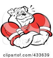 Poster, Art Print Of Proud Bulldog In A Red Shirt With His Arms Folded