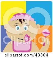 Clipart Illustration Of A Mexican Baby Girl With A Pacifier Bib And Rattle