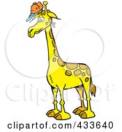 Royalty Free RF Clipart Illustration Of A Tall Giraffe Wearing A Baseball Cap by Johnny Sajem