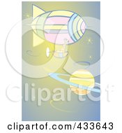 Poster, Art Print Of Giraffe Riding In The Basket Of An Air Balloon Near Saturn