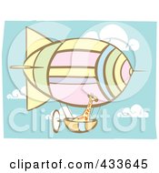 Giraffe Riding In The Basket Of An Air Balloon