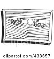 Royalty Free RF Clipart Illustration Of Coloring Page Line Art Of A Paranoid Man Peeking Through Blinds