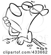 Royalty Free RF Clipart Illustration Of Coloring Page Line Art Of A Groundhog Resting At His Hole