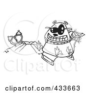 Royalty Free RF Clipart Illustration Of Coloring Page Line Art Of A Groundhog Wearing Shades And Sitting By His Hole by toonaday