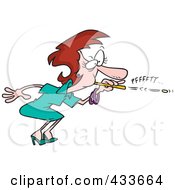 Poster, Art Print Of Businesswoman Blowing A Wad Through A Straw