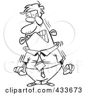 Royalty Free RF Clipart Illustration Of Coloring Page Line Art Of A Furious Cartoon Businessman About To Blow