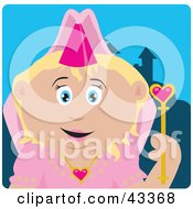 Clipart Illustration Of A Pretty Caucasian Princess Girl Holding A Wand