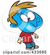 Royalty Free RF Clipart Illustration Of A Boy Turning Blue While Holding His Breath