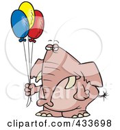 Poster, Art Print Of Grumpy Elephant Holding Balloons