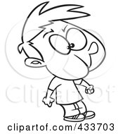 Royalty Free RF Clipart Illustration Of Coloring Page Line Art Of A Boy Holding His Breath