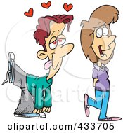 Royalty Free RF Clipart Illustration Of A Boy Going Gaga Over A Girl by toonaday