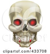 Poster, Art Print Of 3d Red Eyed Skull With Blood On The Teeth