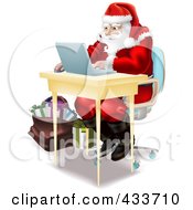 Poster, Art Print Of Santa Using A Laptop To Do His Christmas Shopping Online