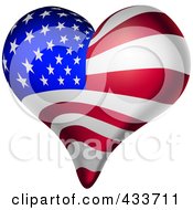 Poster, Art Print Of 3d American Heart Flag