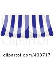 Blue And White Striped Curved Awning