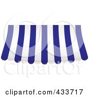 Royalty Free RF Clipart Illustration Of A Blue And White Striped Curved Awning