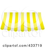 Royalty Free RF Clipart Illustration Of A Yellow And White Striped Curved Awning