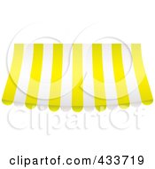 Yellow And White Striped Curved Awning