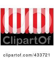 Royalty Free RF Clipart Illustration Of A Striped Red And White Awning Over Black Copyspace