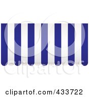 Royalty Free RF Clipart Illustration Of A Blue And White Striped Awning