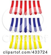 Poster, Art Print Of Digital Collage Of Red Blue And Yellow Striped Curved Awnings