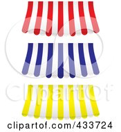 Royalty Free RF Clipart Illustration Of A Digital Collage Of Red Blue And Yellow Striped Curved Awnings