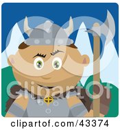 Poster, Art Print Of Latin American Viking Guard Man Holding An Ax