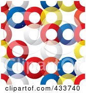 Poster, Art Print Of Seamless Background Of Red Yellow White And Blue Transparent Rings Over White