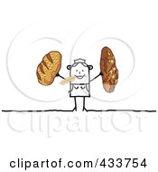 Poster, Art Print Of Stick Woman Holding Bread And Nibbling On Wheat