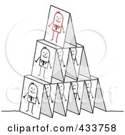 Poster, Art Print Of Pyramid Of Stick Business Men Cards Stacked